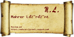 Mahrer Lóránt névjegykártya